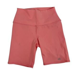 Alo Yoga High-Waist Biker Short Coral Pink W6145R Womens XS 7 Inch Inseam